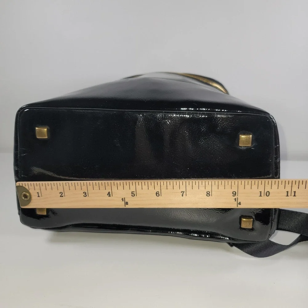 Eric Javits New York Black Patent Leather Backpack Gold Hardware NWT